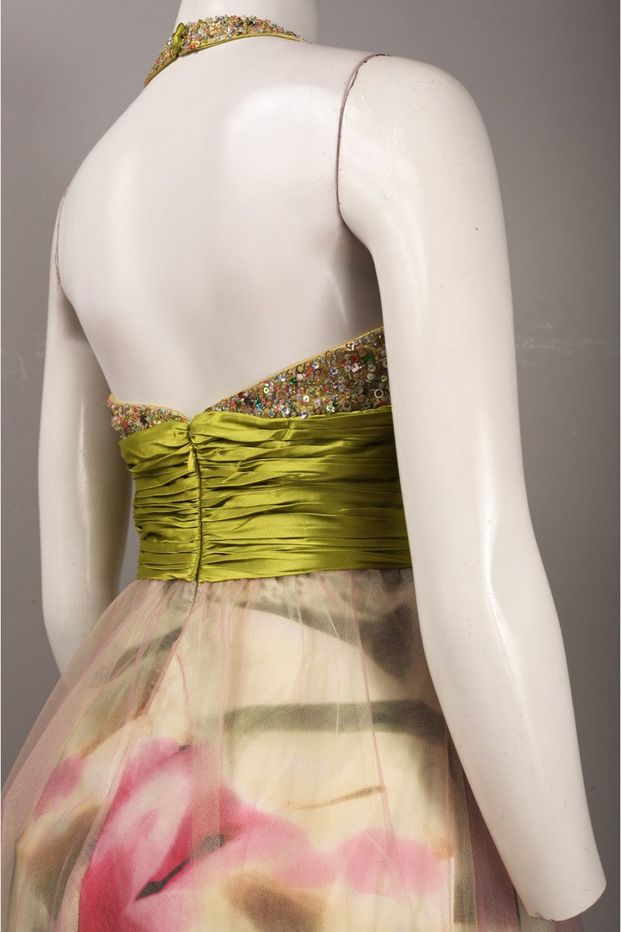 Nina Austin Women's Floral Print Silk Organza Overlay Dress Sz L