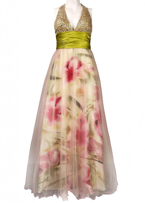 Nina Austin Women's Floral Print Silk Organza Overlay Dress Sz L - iFIVE FASHIONHOUSE