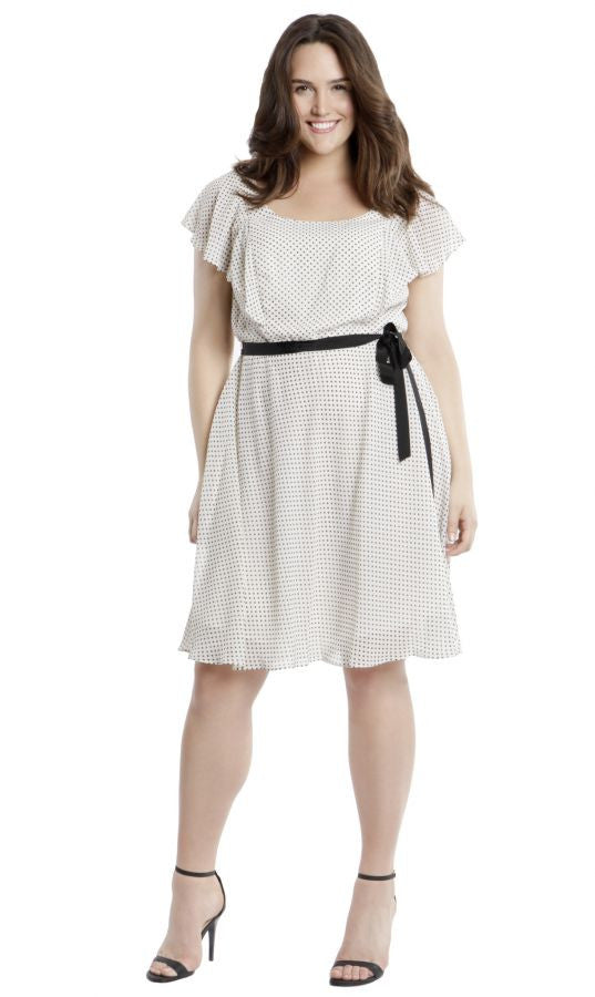 Adrianna Papell Women's Polka Dot Sleeveless Chiffon Dress Plus Sz 14W - iFIVE FASHIONHOUSE