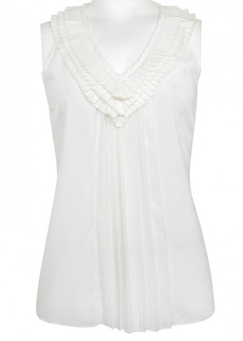 Spense Women's Ivory Pleated Jersey Top Sz M - iFIVE FASHIONHOUSE