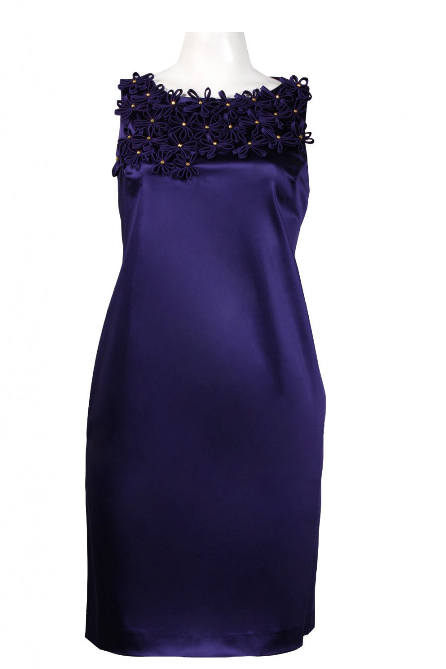 Taylor Women's Satin Dress with Floral Applique, USA Size 4, 8 - iFIVE FASHIONHOUSE