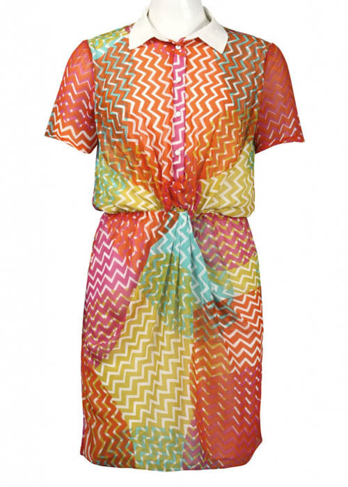Walter Baker Women's Zigzag Print Chiffon Dress - iFIVE FASHIONHOUSE