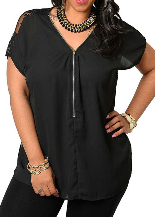 Libian Women's Chiffon & Lace Plus Top Sz 1XL, 2XL, 3XL - iFIVE FASHIONHOUSE