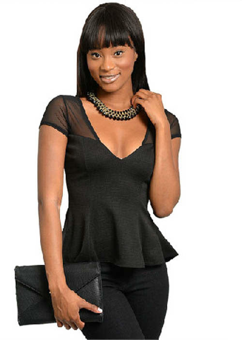 Manito Women's Hi-Lo Peplum Black Top Sz S, M, L - iFIVE FASHIONHOUSE