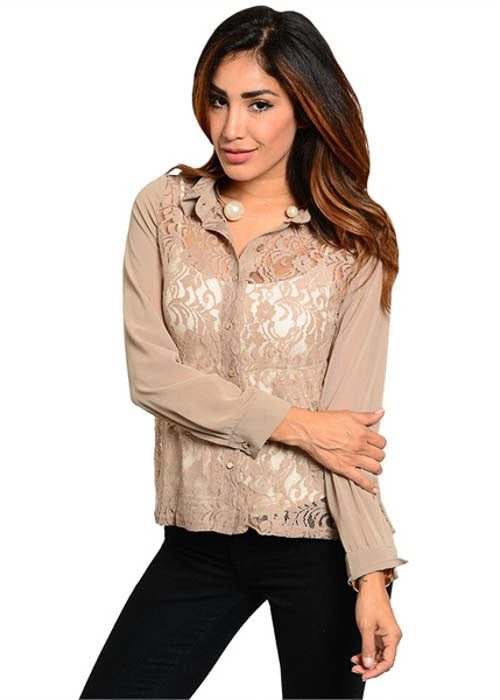 In Style Women's Collection Buttoned Chiffon Top Sz S, M, L - iFIVE FASHIONHOUSE